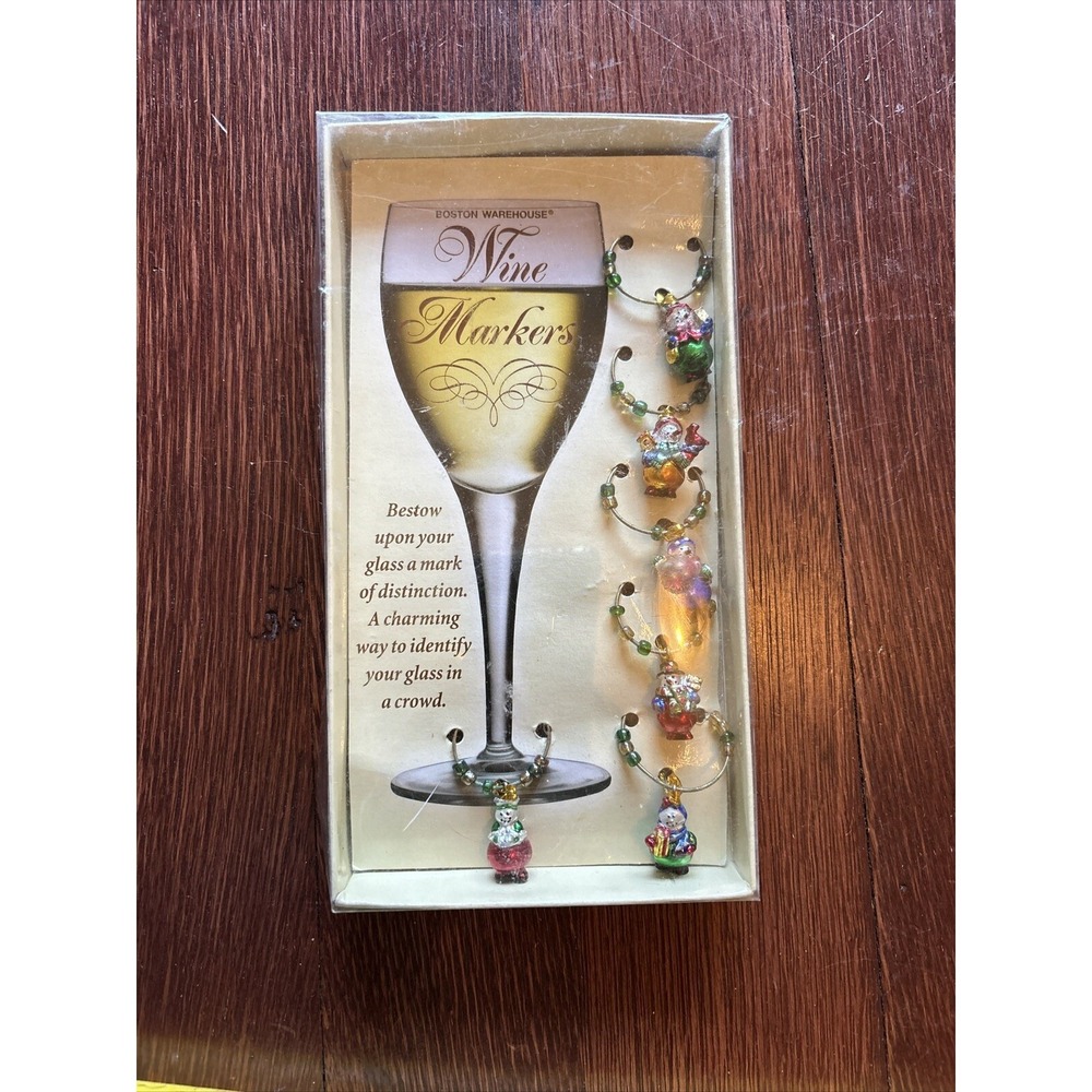 Boston Warehouse   Wine Glass Ring Charm Markers - NEW set of 6‎